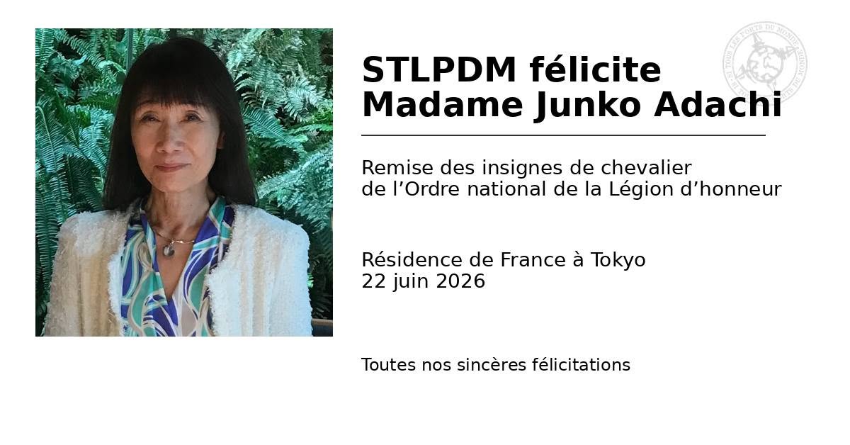 Nomination  𝗝𝘂𝗻𝗸𝗼 𝗔𝗱𝗮𝗰𝗵𝗶  au grade de chevalier de l'Ordre national de la Légion d'honneur.